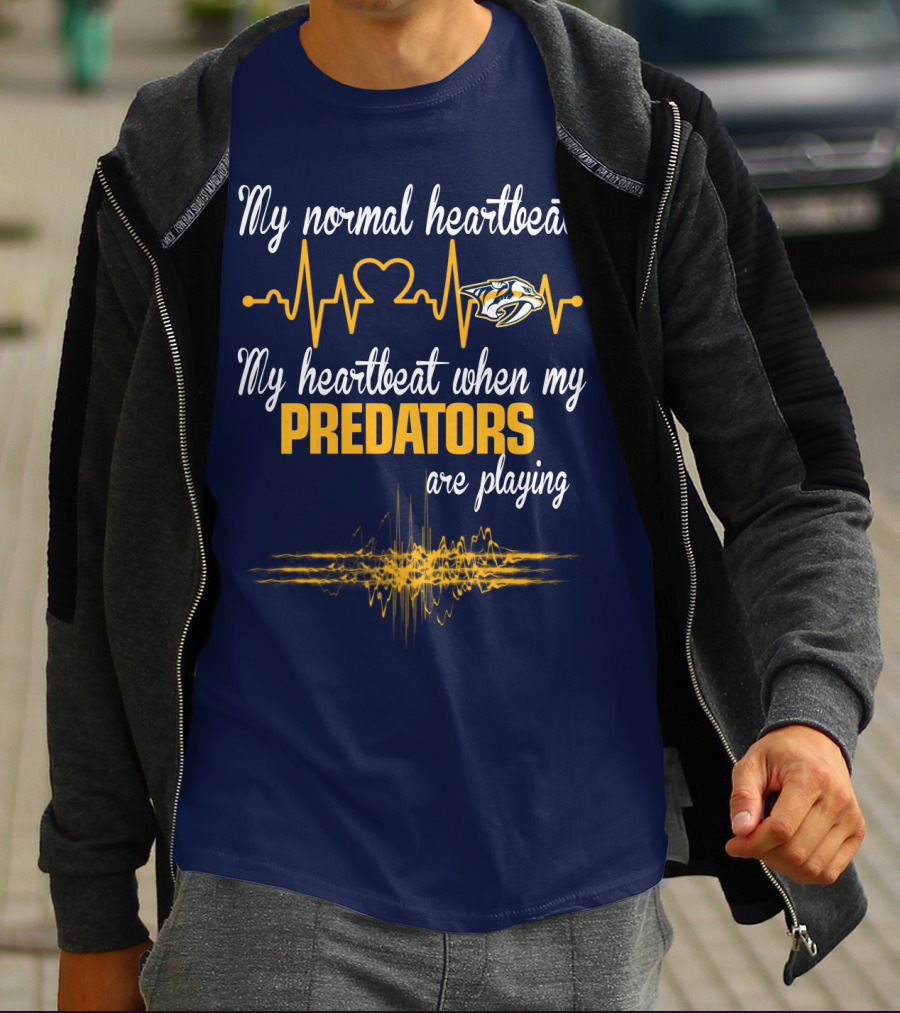 My Normal Heartbeat My Heartbeat When My Predators Are Playing Nashville Predators T-Shirt