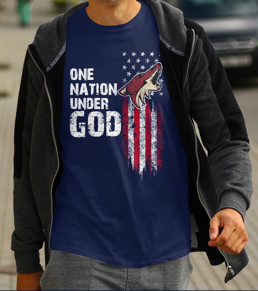 One Nation Under God Arizona Coyotes Usa Flag T-Shirt