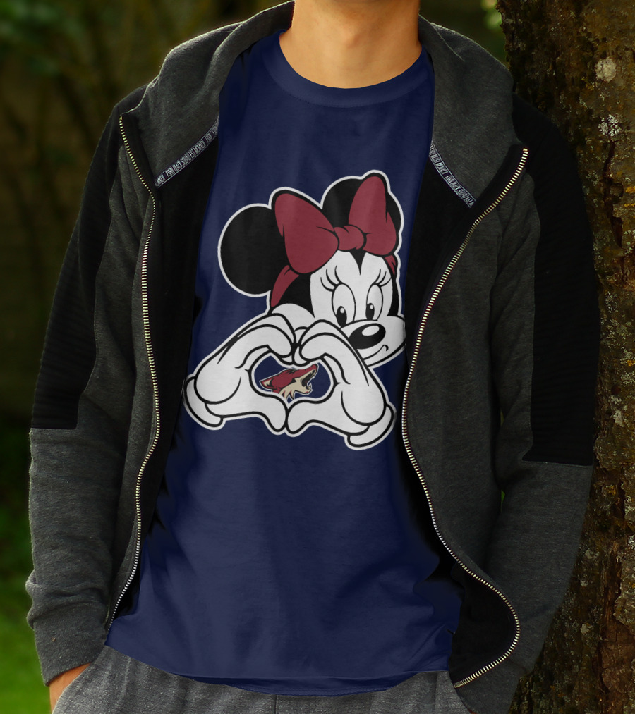 Minnie Mouse Arizona Coyotes Heart Hands T-Shirt