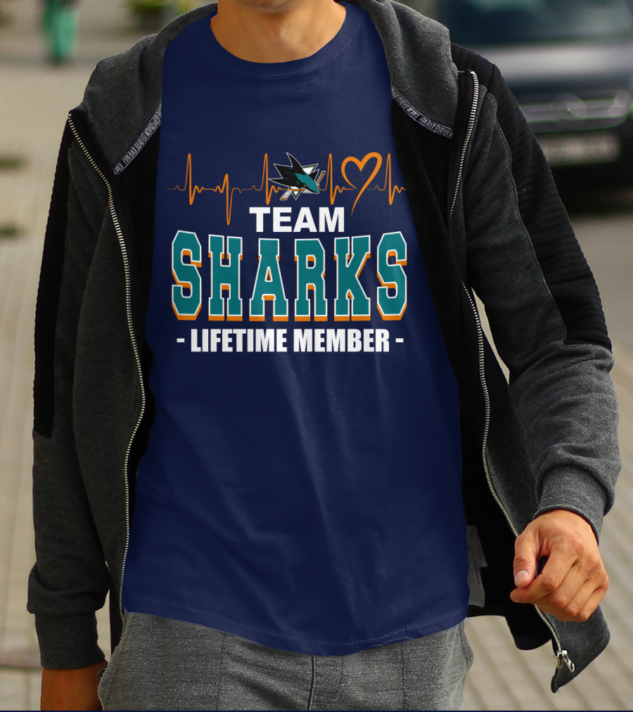 Team Sharks San Jose Lifetime Member Heartbeat T-Shirt
