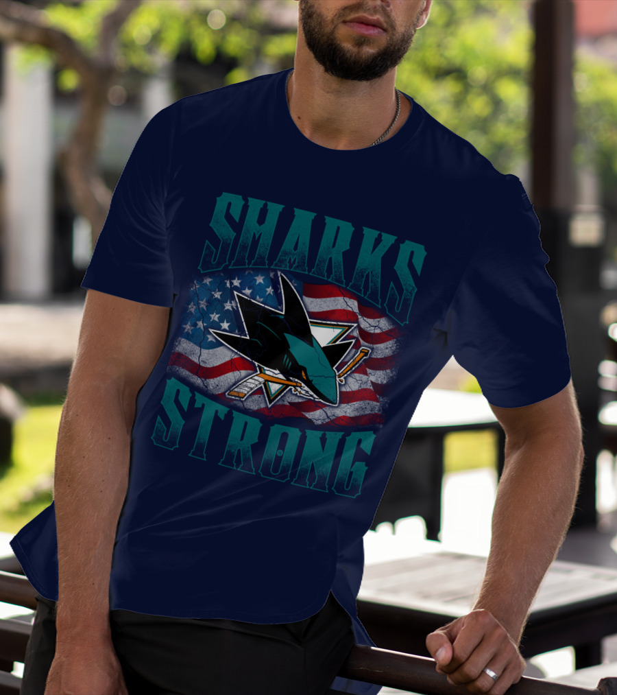 Sharks Strong American Flag San Jose Sharks T-Shirt