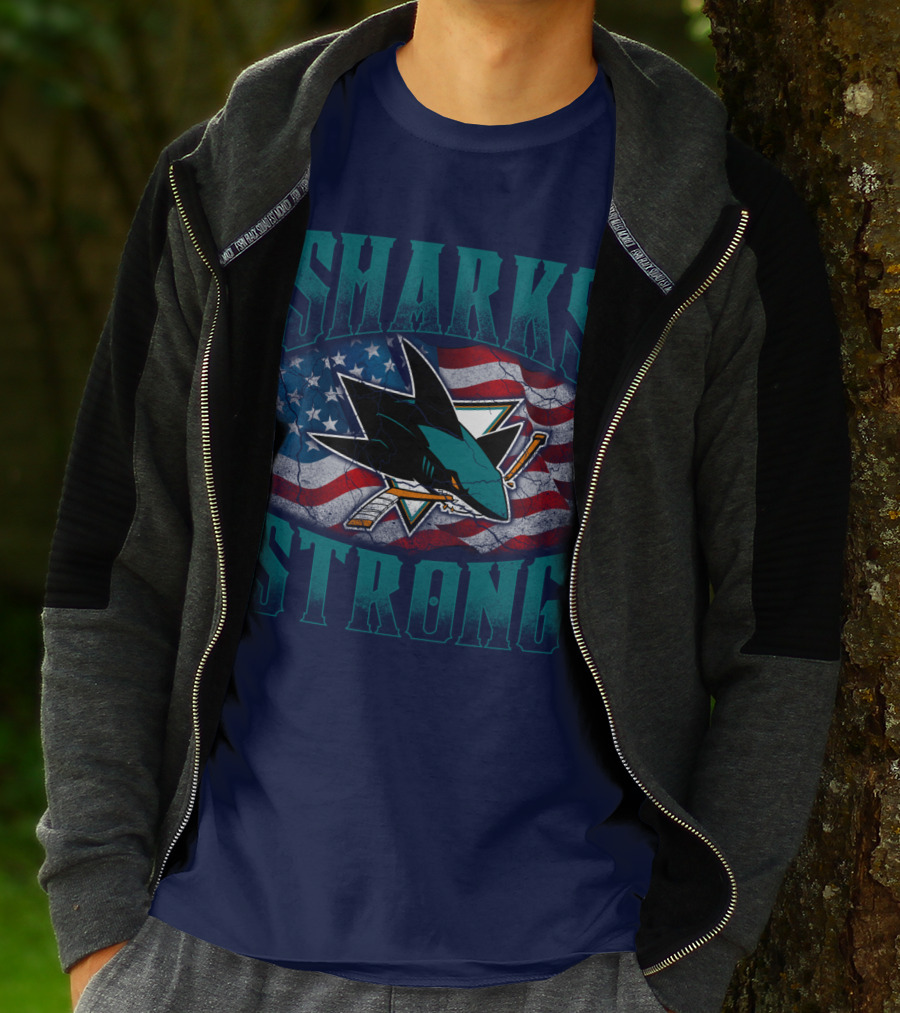 Sharks Strong American Flag San Jose Sharks T-Shirt