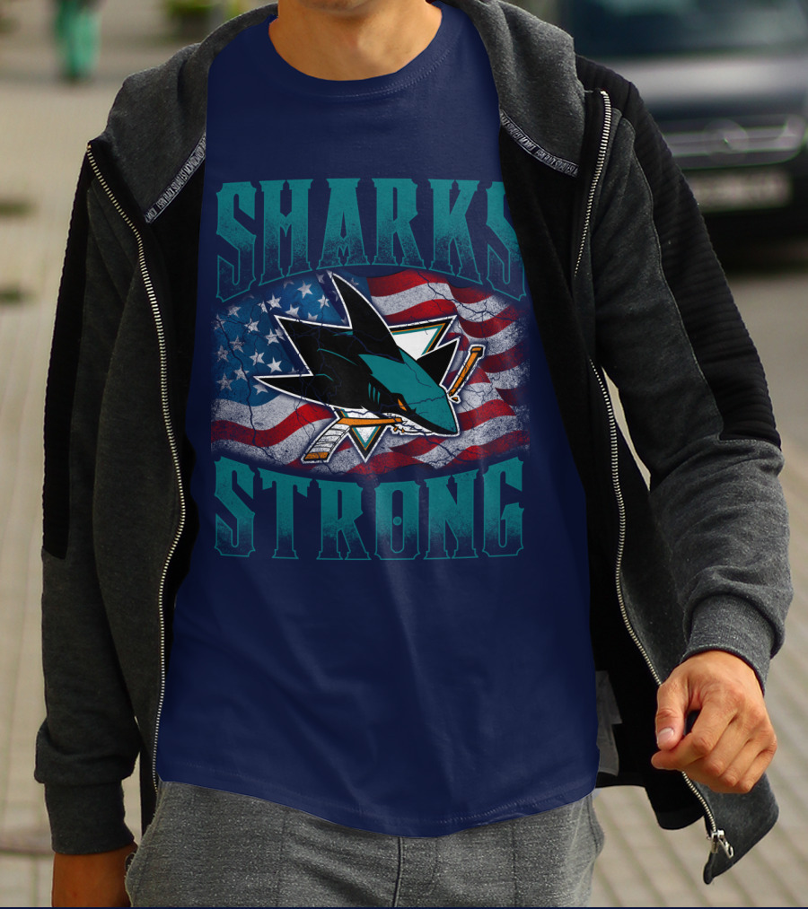 Sharks Strong American Flag San Jose Sharks T-Shirt