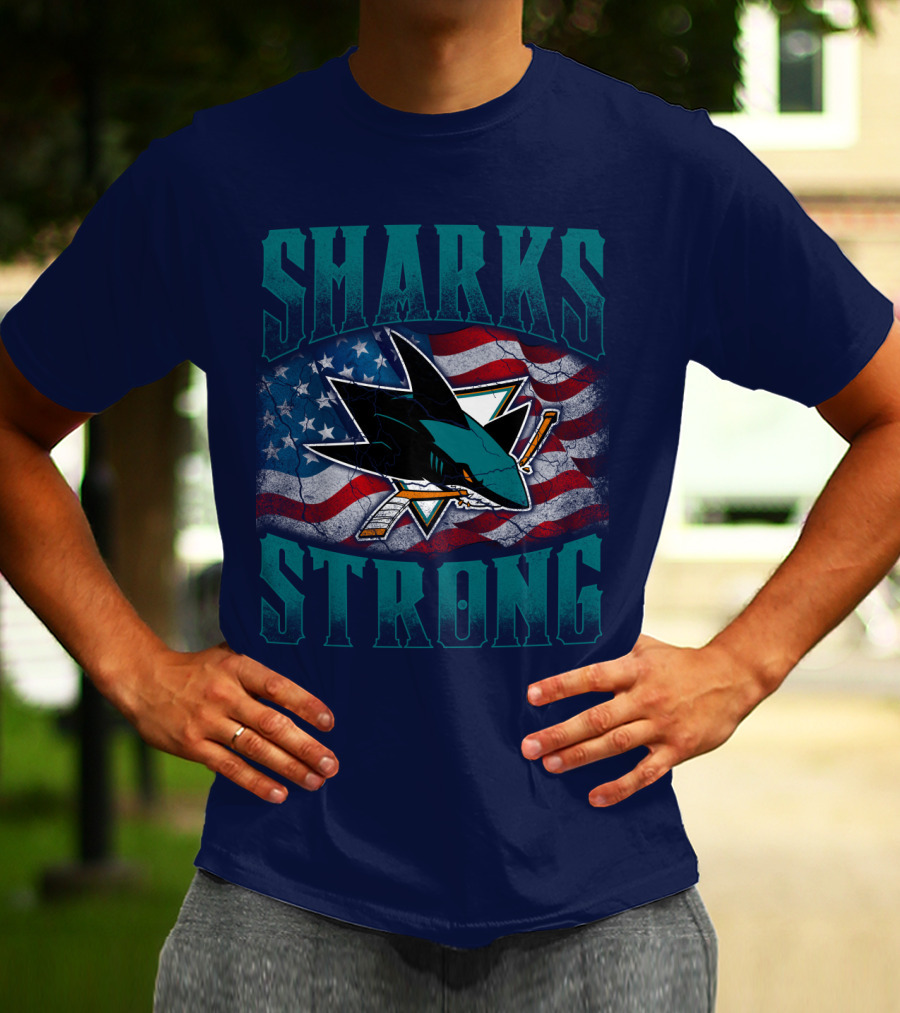 Sharks Strong American Flag San Jose Sharks T-Shirt