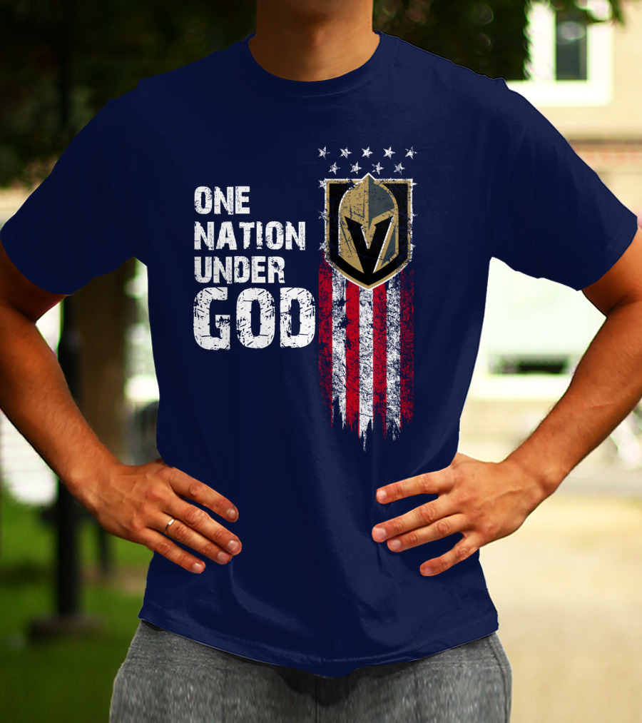 One Nation Under God Vegas Golden Knights Logo Stars And Stripes T-Shirt