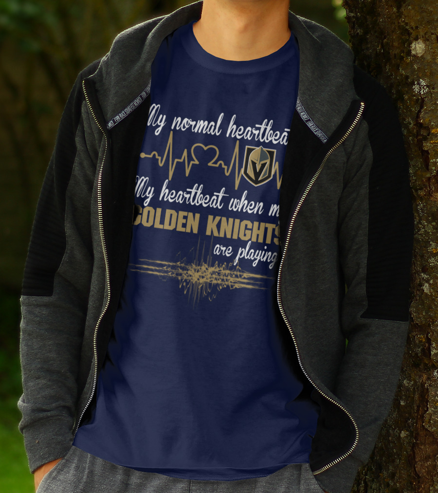 My Normal Heartbeat My Heartbeat When My Golden Knights Are Playing Vegas Golden Knights T-Shirt