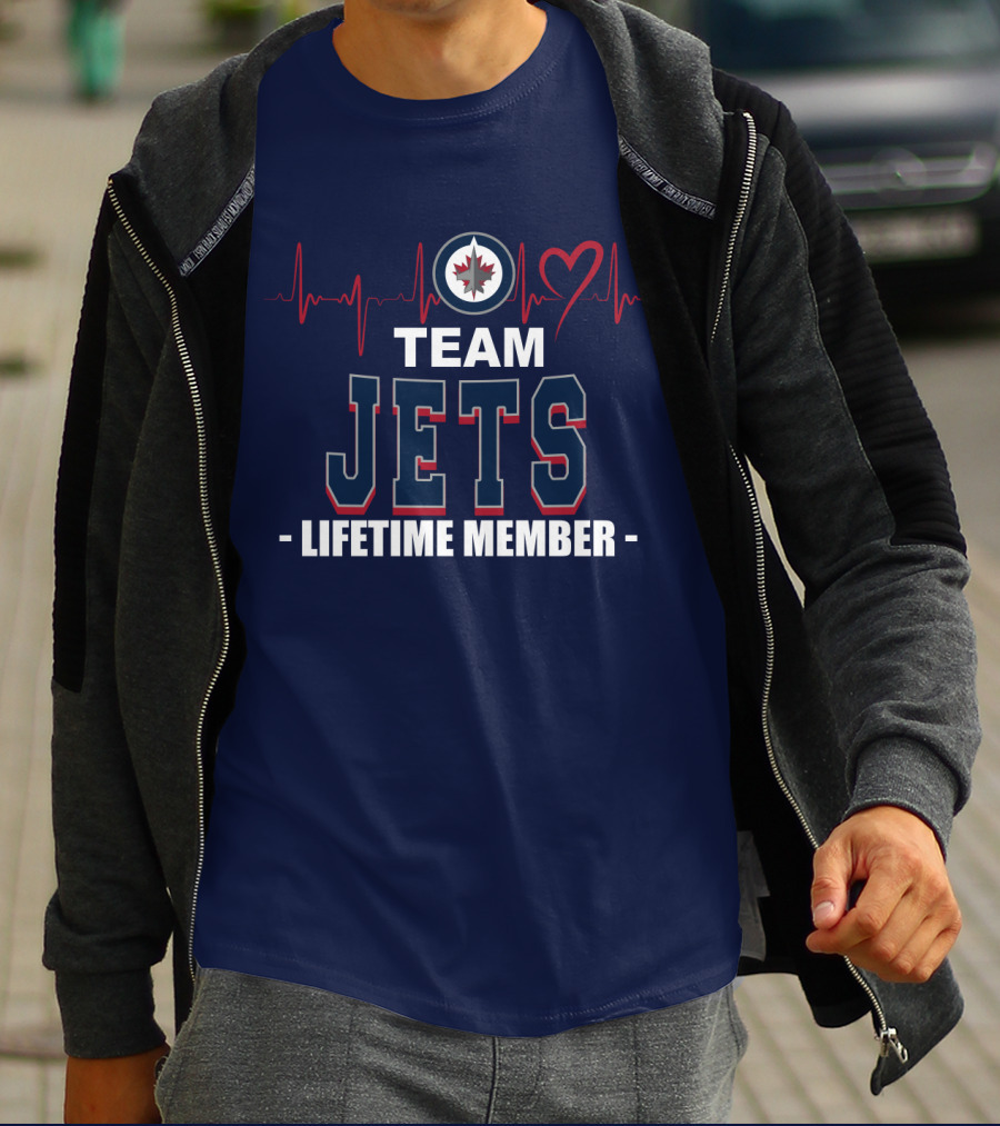 Team Jets Lifetime Member Winnipeg Jets Heartbeat T-Shirt
