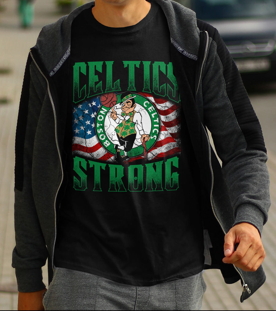 Celtics Strong Boston Celtics American Flag T-Shirt
