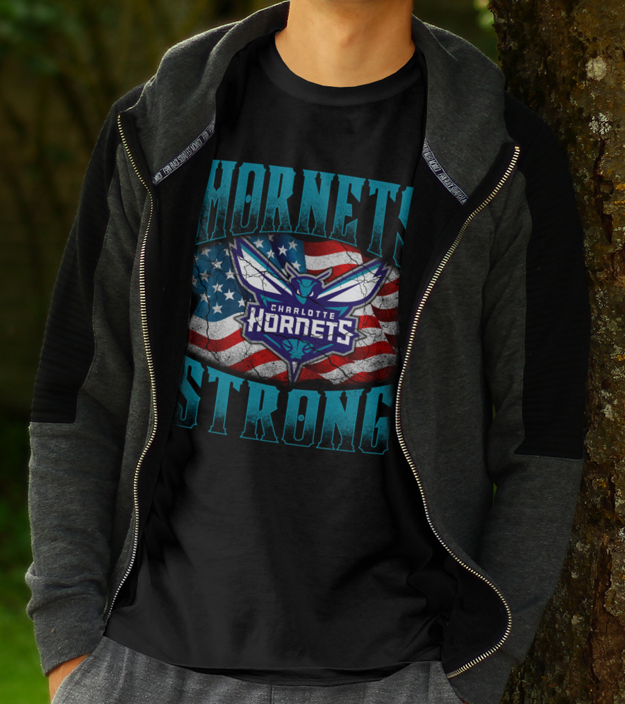 Hornets Strong Charlotte Hornets American Flag T-Shirt