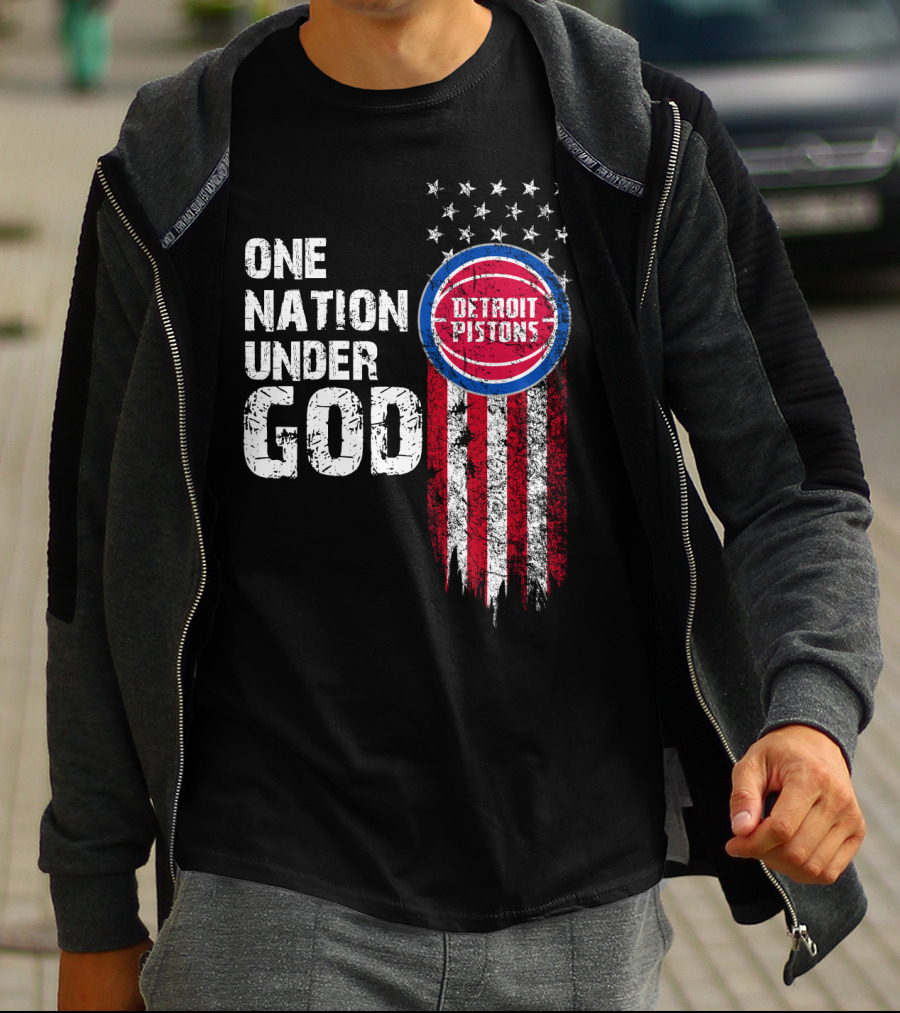 One Nation Under God Detroit Pistons Stars And Stripes T-Shirt