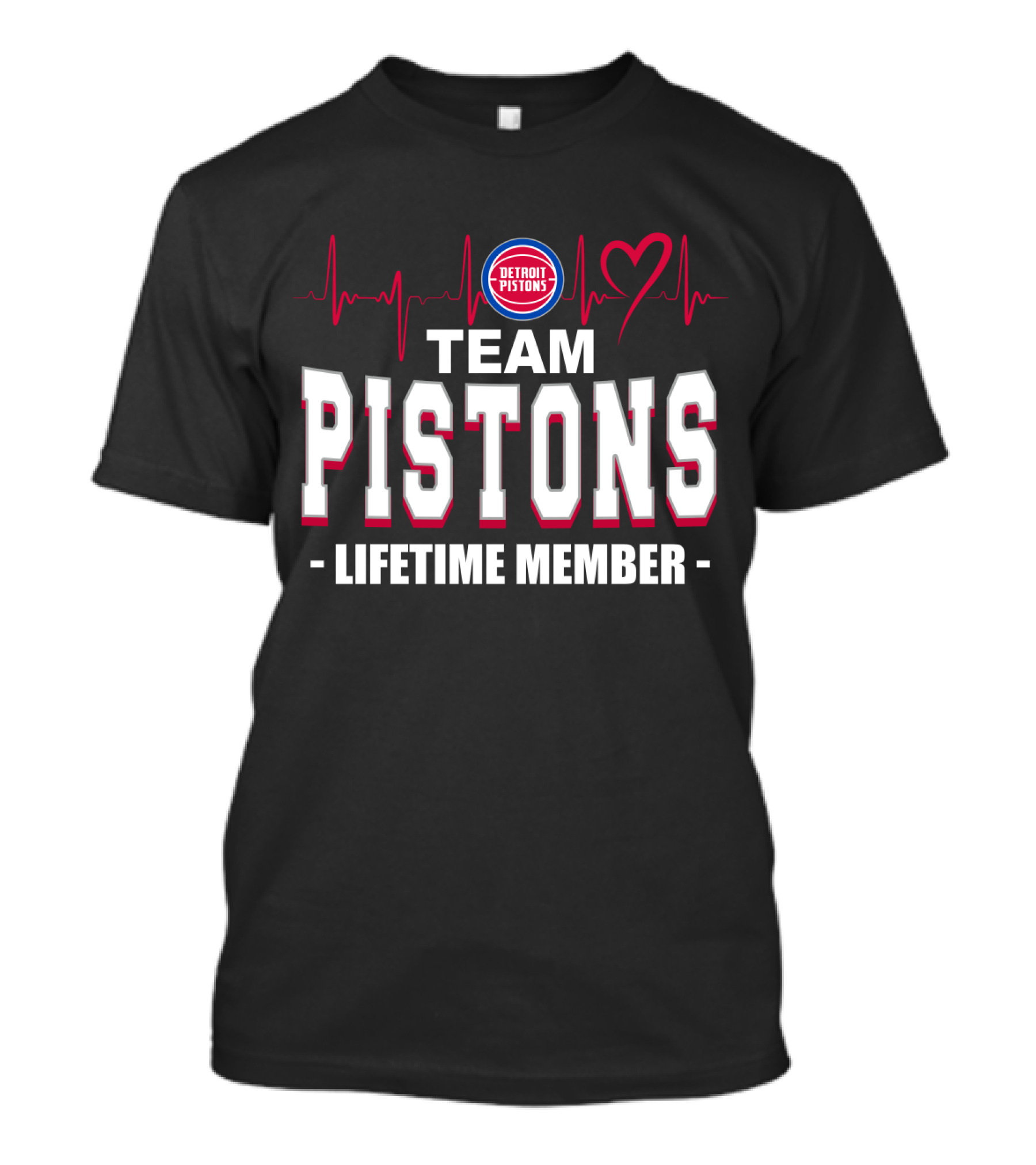 Detroit Pistons Team Pistons Lifetime Member Heartbeat T-Shirt