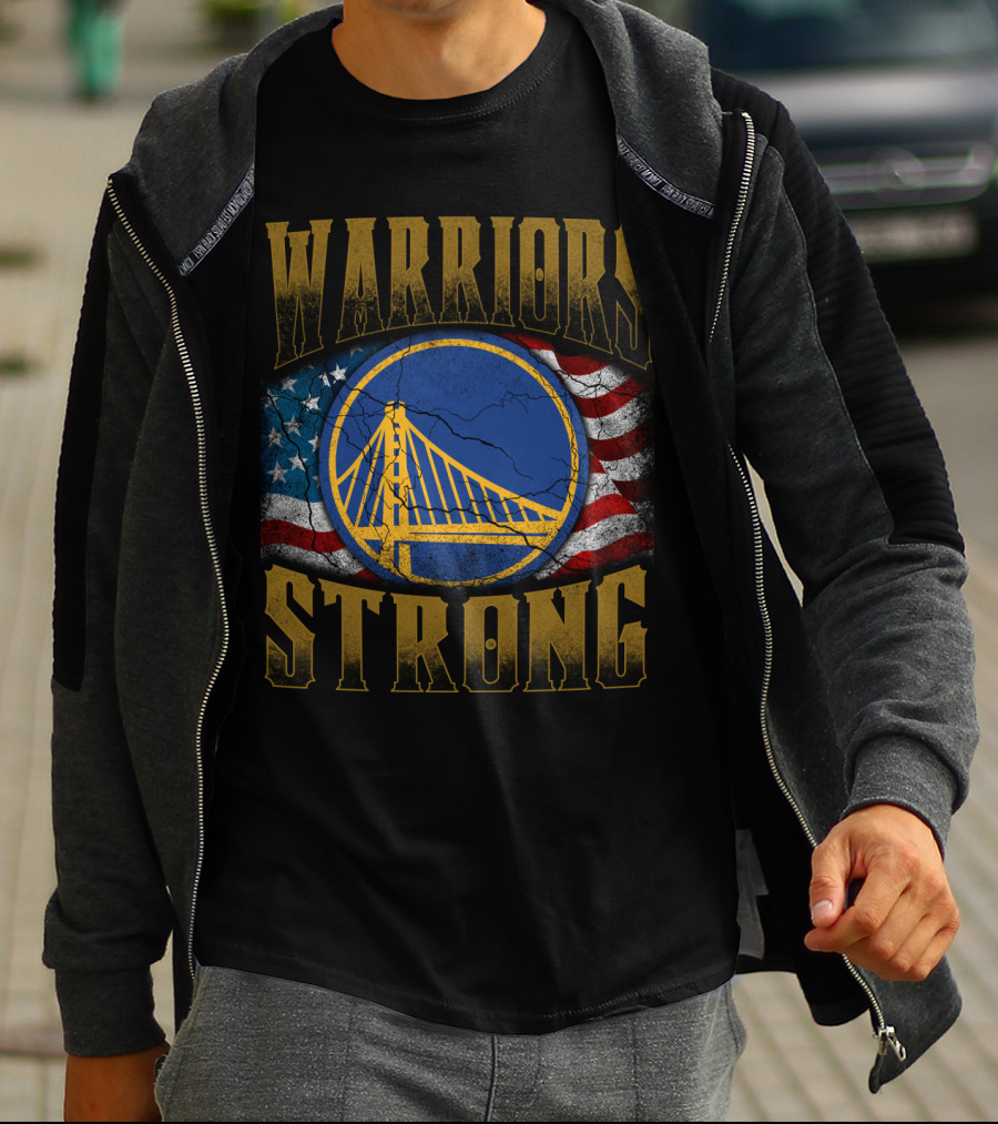 Warriors Strong Golden State American Flag Bridge T-Shirt