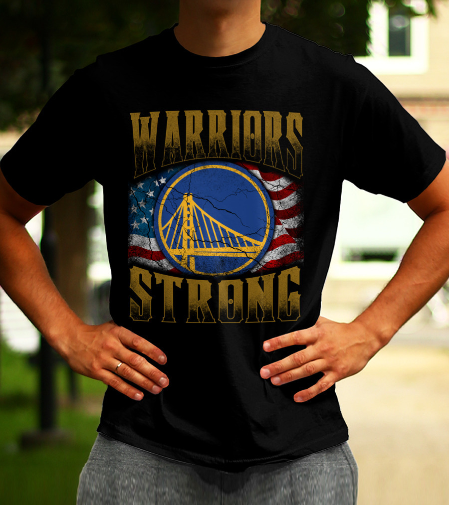 Warriors Strong Golden State American Flag Bridge T-Shirt