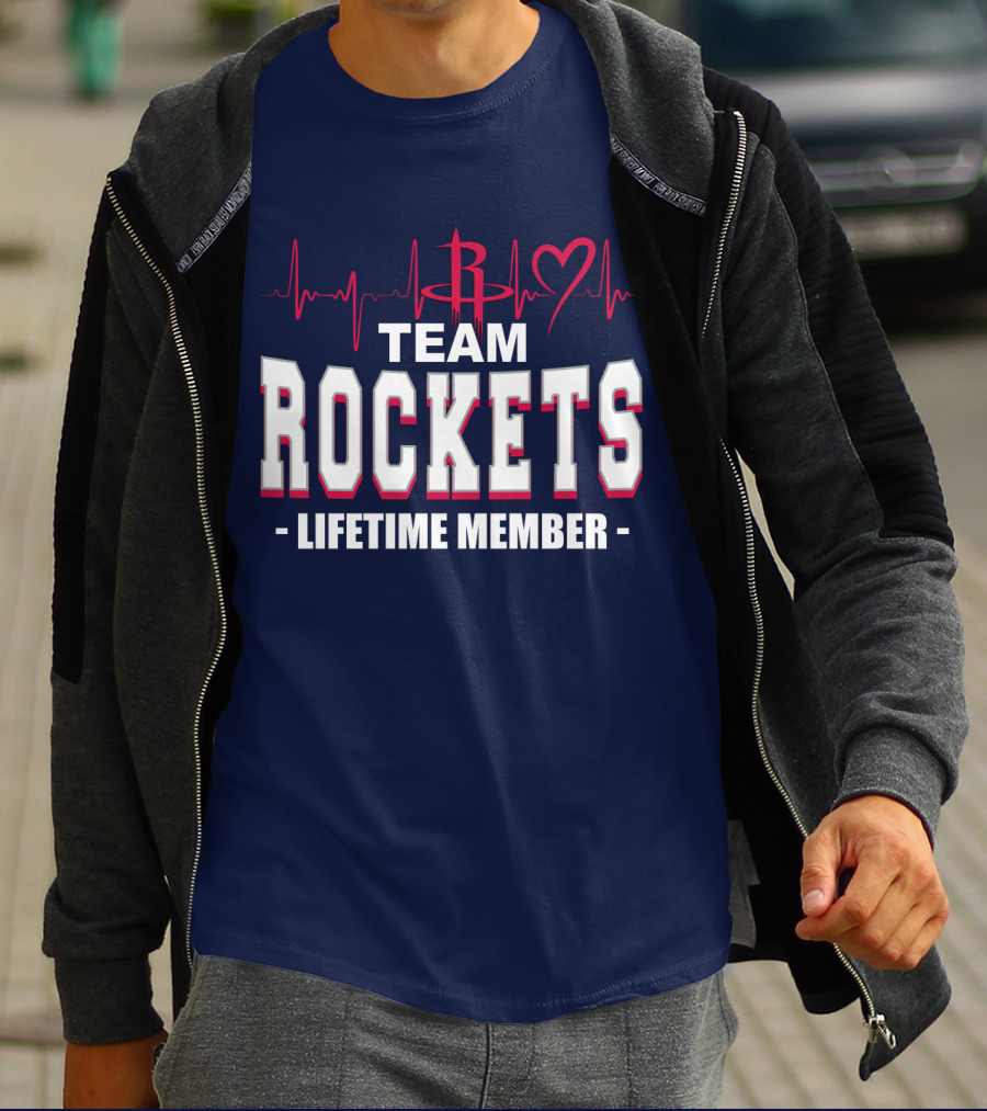 Team Rockets Lifetime Member Heartbeat Houston Rockets T-Shirt