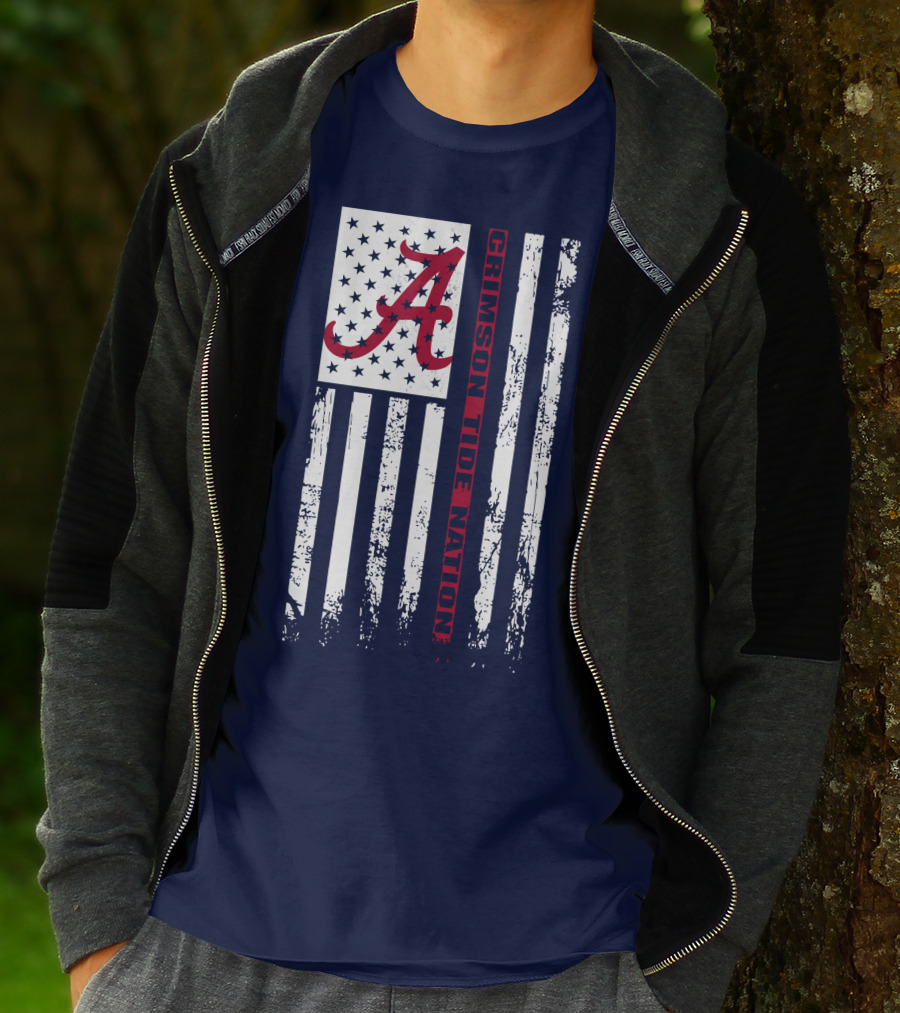 A Crimson Tide Nation Flag Stars Stripes Alabama T-Shirt