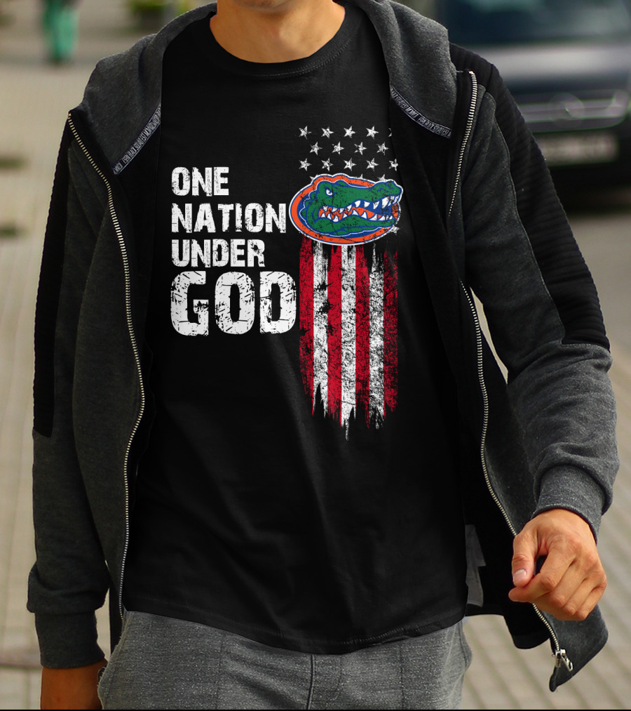 One Nation Under God Florida Gators American Flag Stars T-Shirt