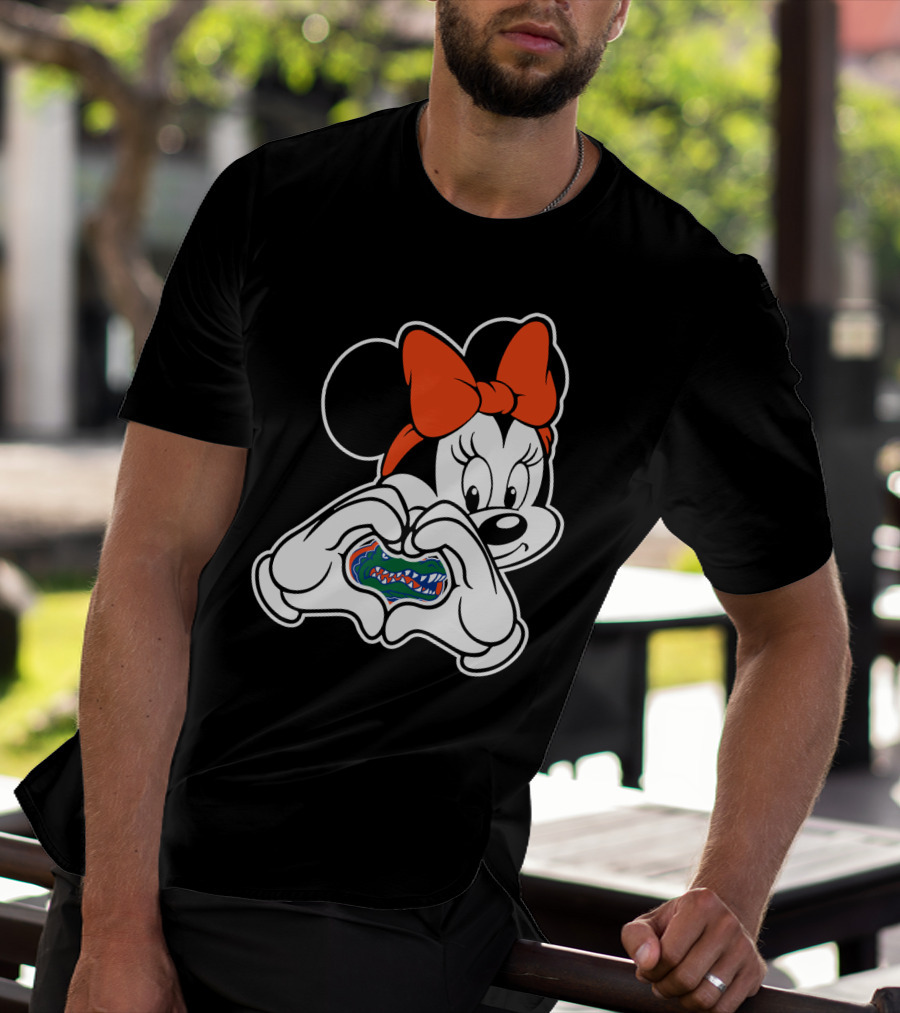 Minnie Mouse Florida Gators Fan Logo Heart Hands T-Shirt