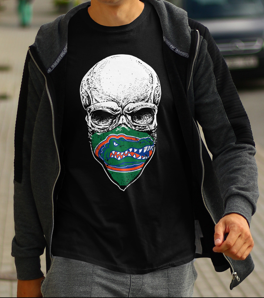 Florida Gators Skull With Team Logo Bandana T-Shirt