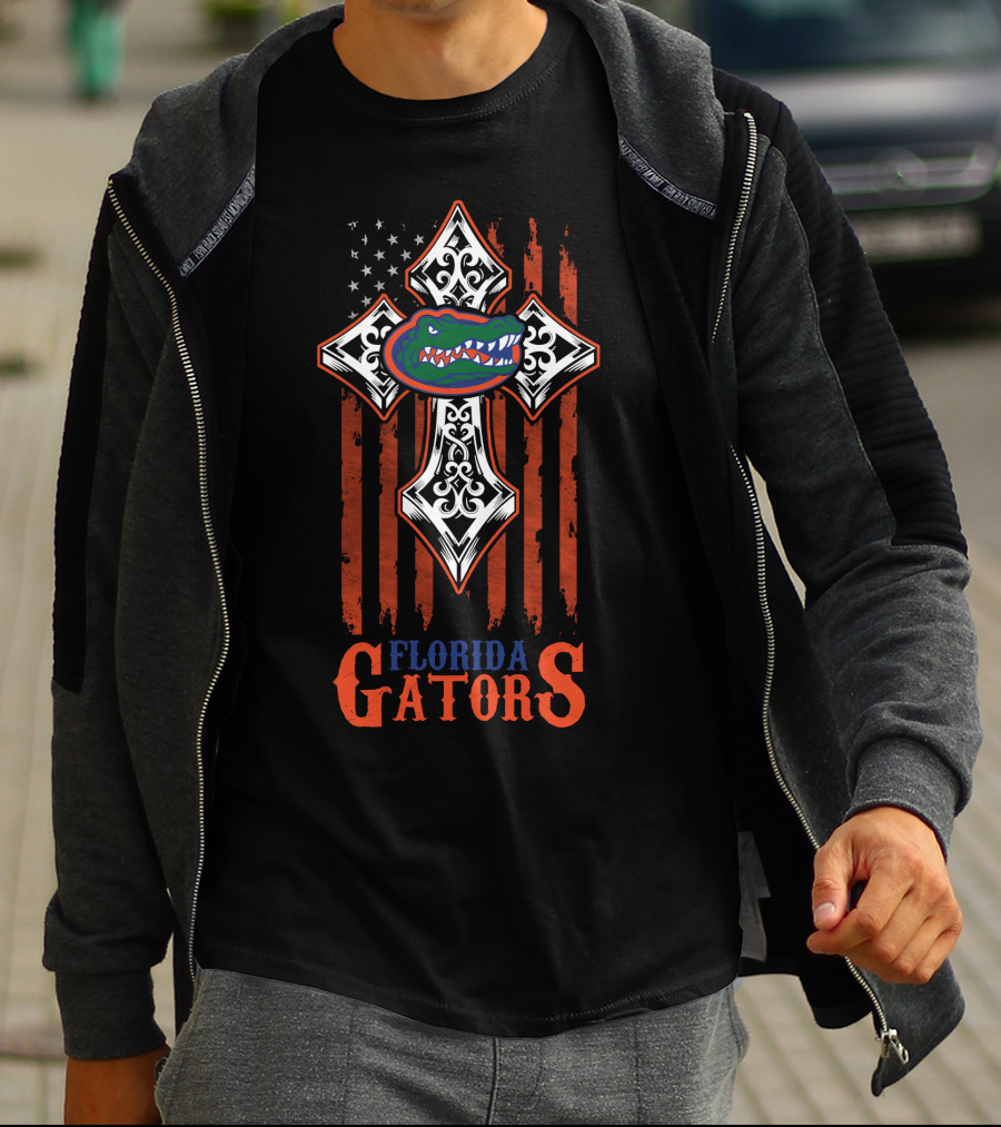 Florida Gators American Flag Cross T-Shirt