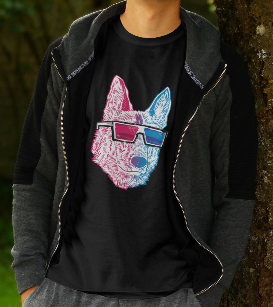 3D K9 Anaglyph Glasses Dog T-Shirt