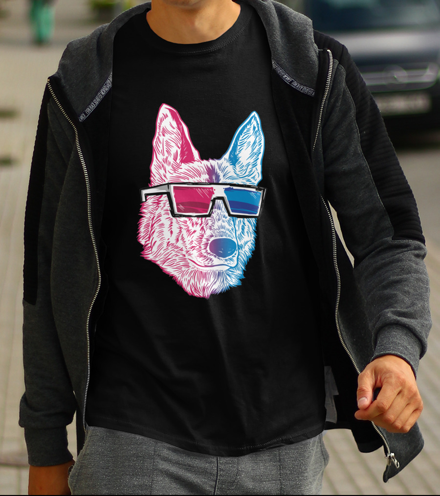 3D K9 Anaglyph Glasses Dog T-Shirt