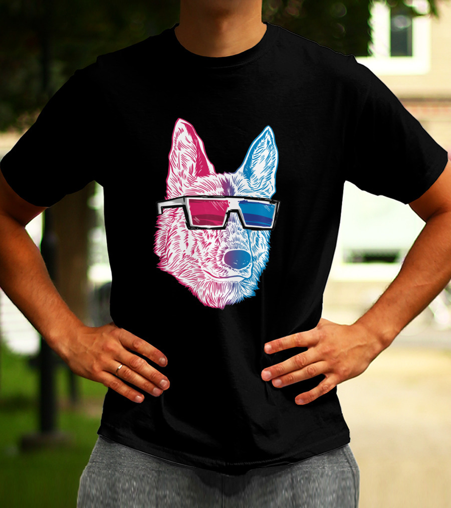 3D K9 Anaglyph Glasses Dog T-Shirt