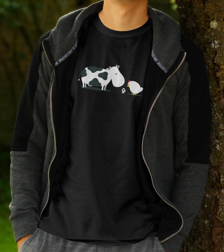 Cow And Chicken With Egg On A Birth Day T-Shirt