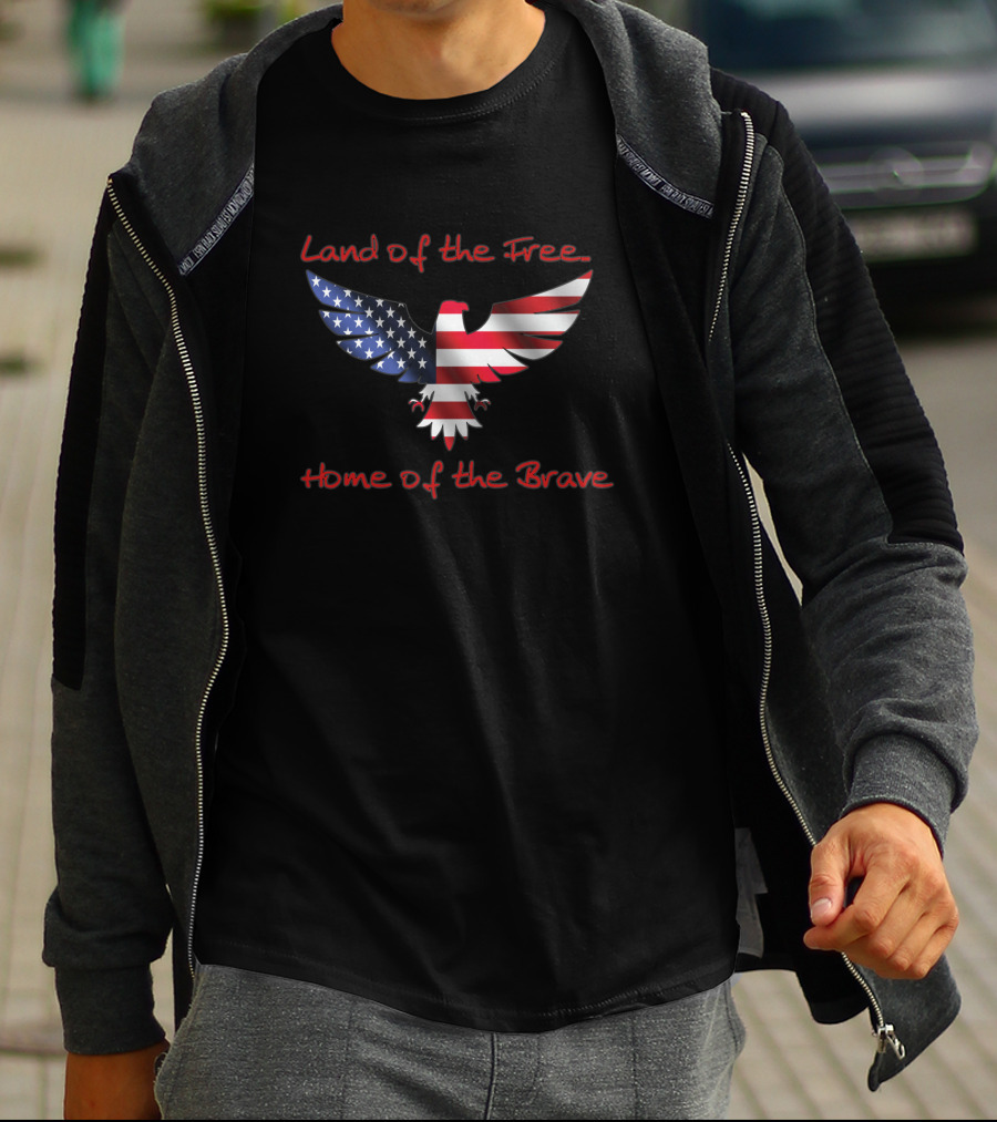 Land Of The Free Home Of The Brave American Flag Eagle 132336 T-Shirt
