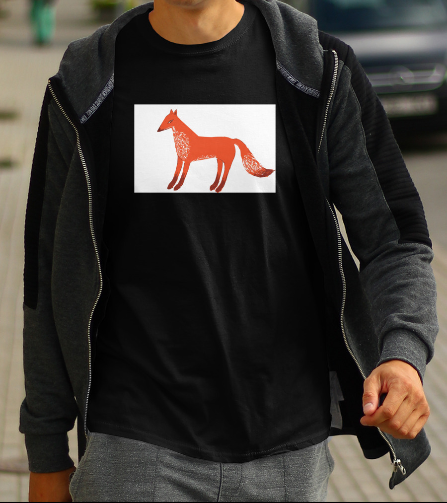 Angry Fox Illustration 589957 Fiery Red Drawing T-Shirt
