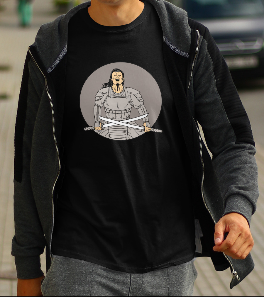 Angry Samurai Warrior Crossing Swords Oval Samurai Armour Oval T-Shirt