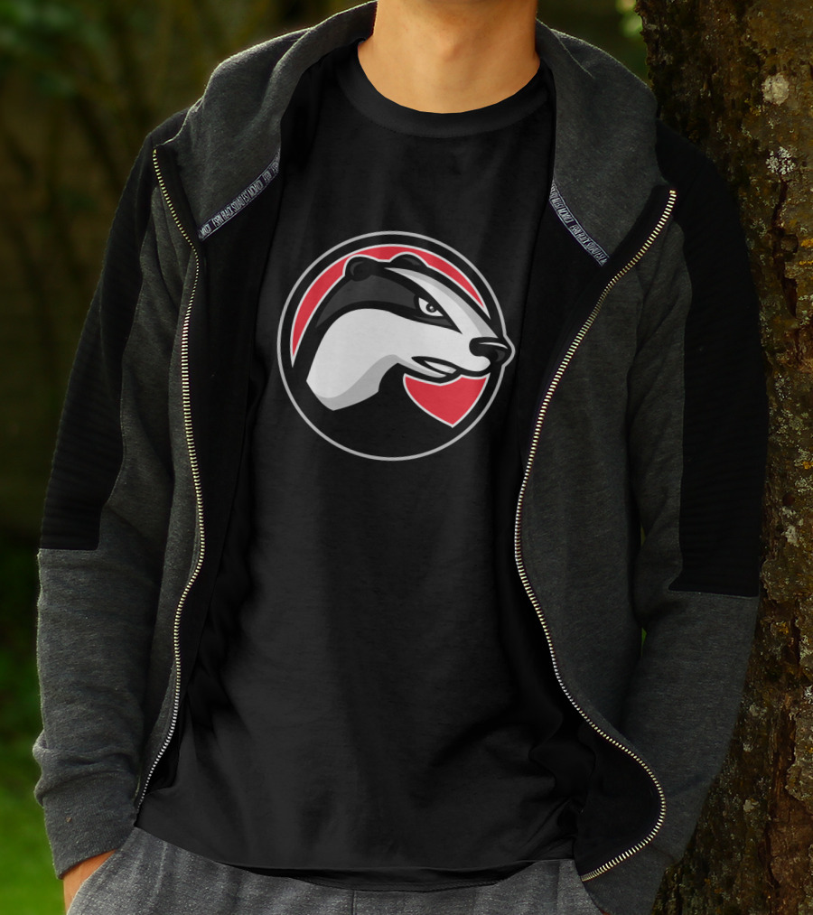 Badger Head Circle Mascot 1018637 Red And Black T-Shirt