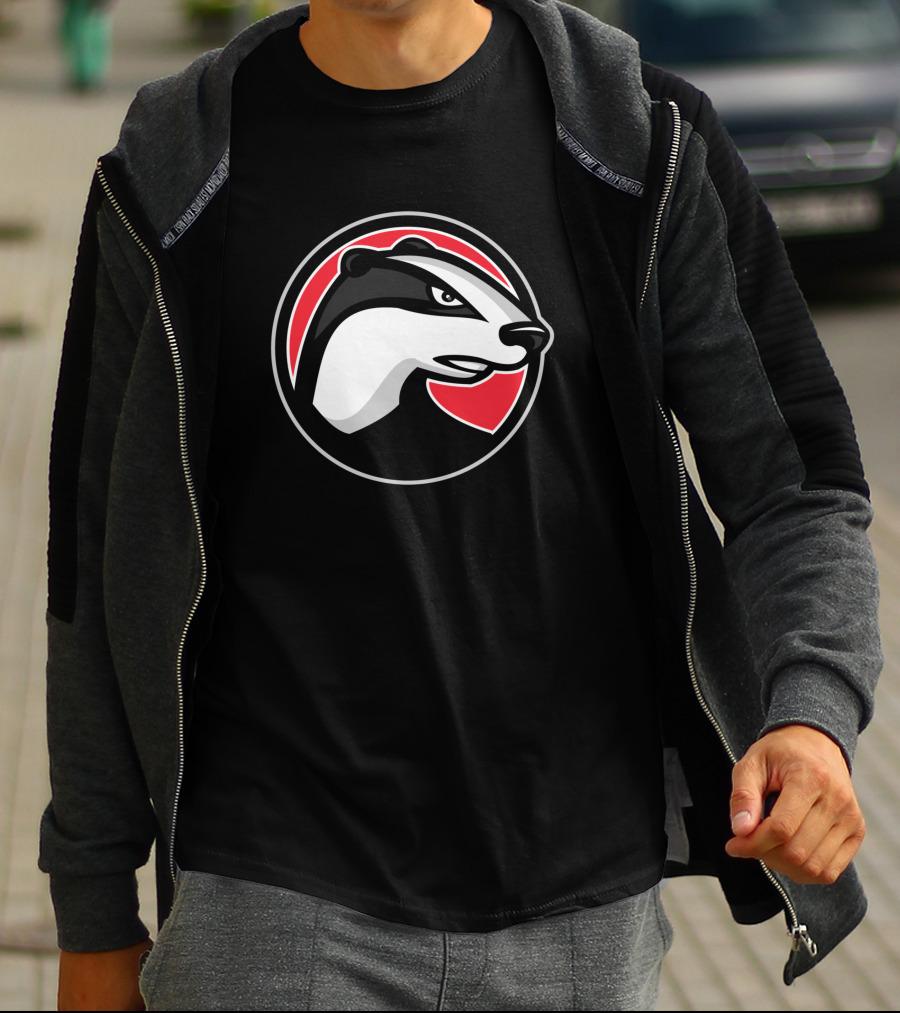 Badger Head Circle Mascot 1018637 Red And Black T-Shirt