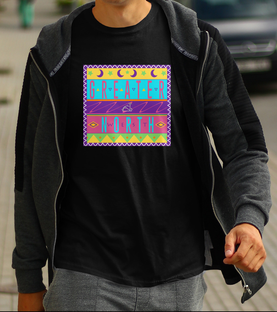 GREATER NORTH 90S Nostalgia Moon Stars Triangles Retro Vibes T-Shirt