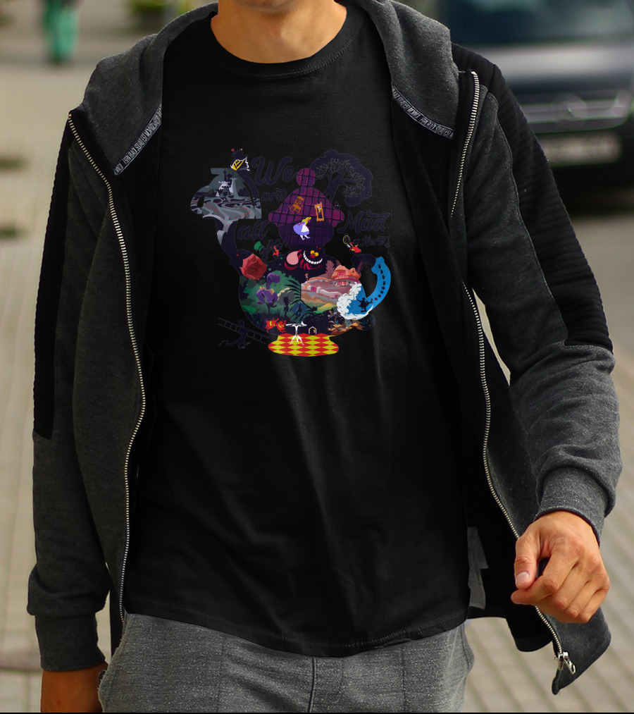 Alice Wonderland We Are All Mad Here Cheshire Cat Adventure T-Shirt