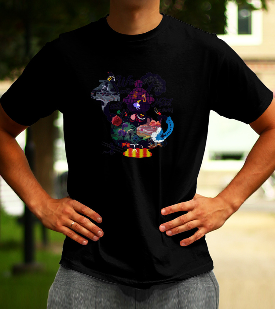 Alice Wonderland We Are All Mad Here Cheshire Cat Adventure T-Shirt