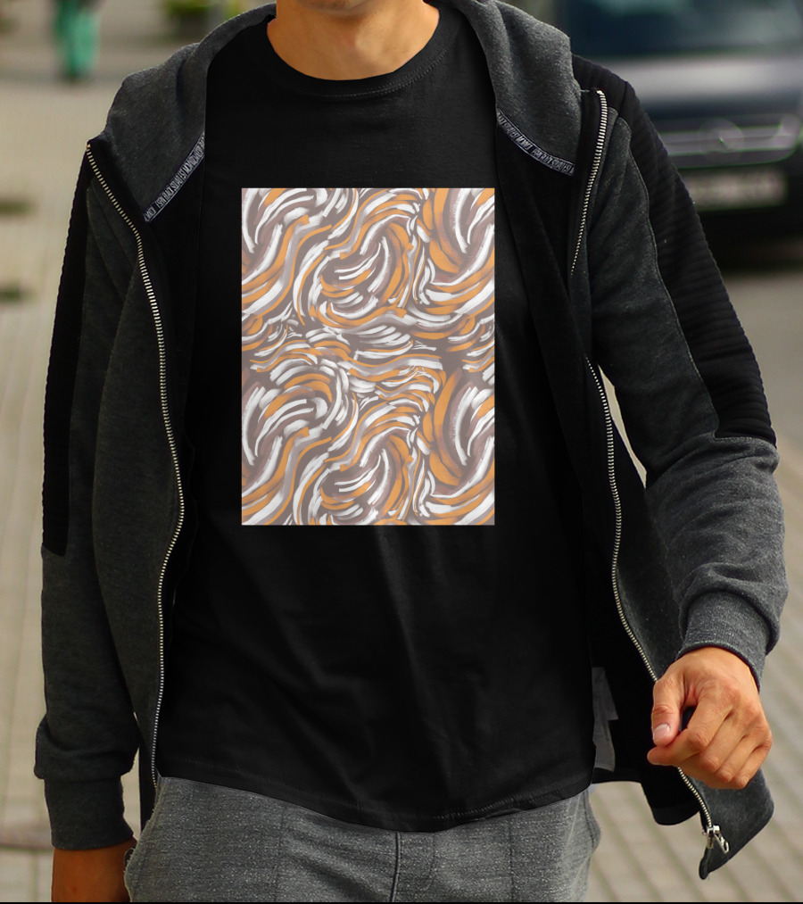 Animal Skin 007 1507565 Brown Orange White Swirl T-Shirt