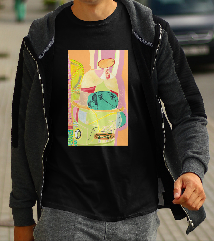 Another Fellow 37074 Abstract Geometric Face T-Shirt