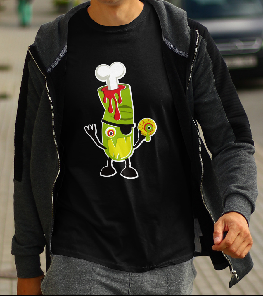 Bad Touch 29565 Zombie Pirate Monster With Bone And Eyeball T-Shirt