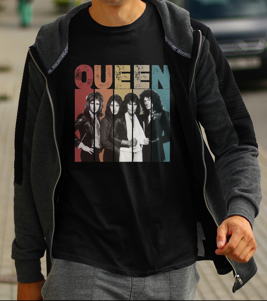 QUEEN Vintage Band Portrait Stripes T-Shirt