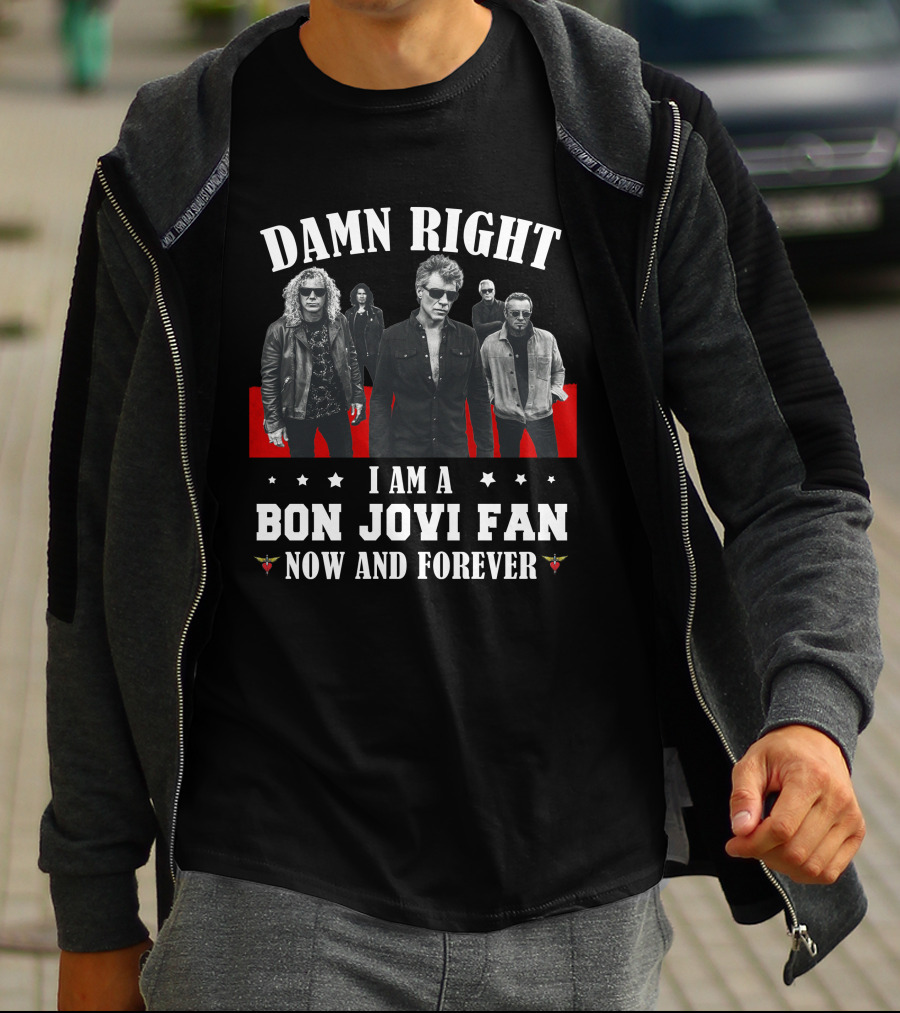 Bon Jovi Band Style BJV 47 Red And Black Ensemble T-Shirt