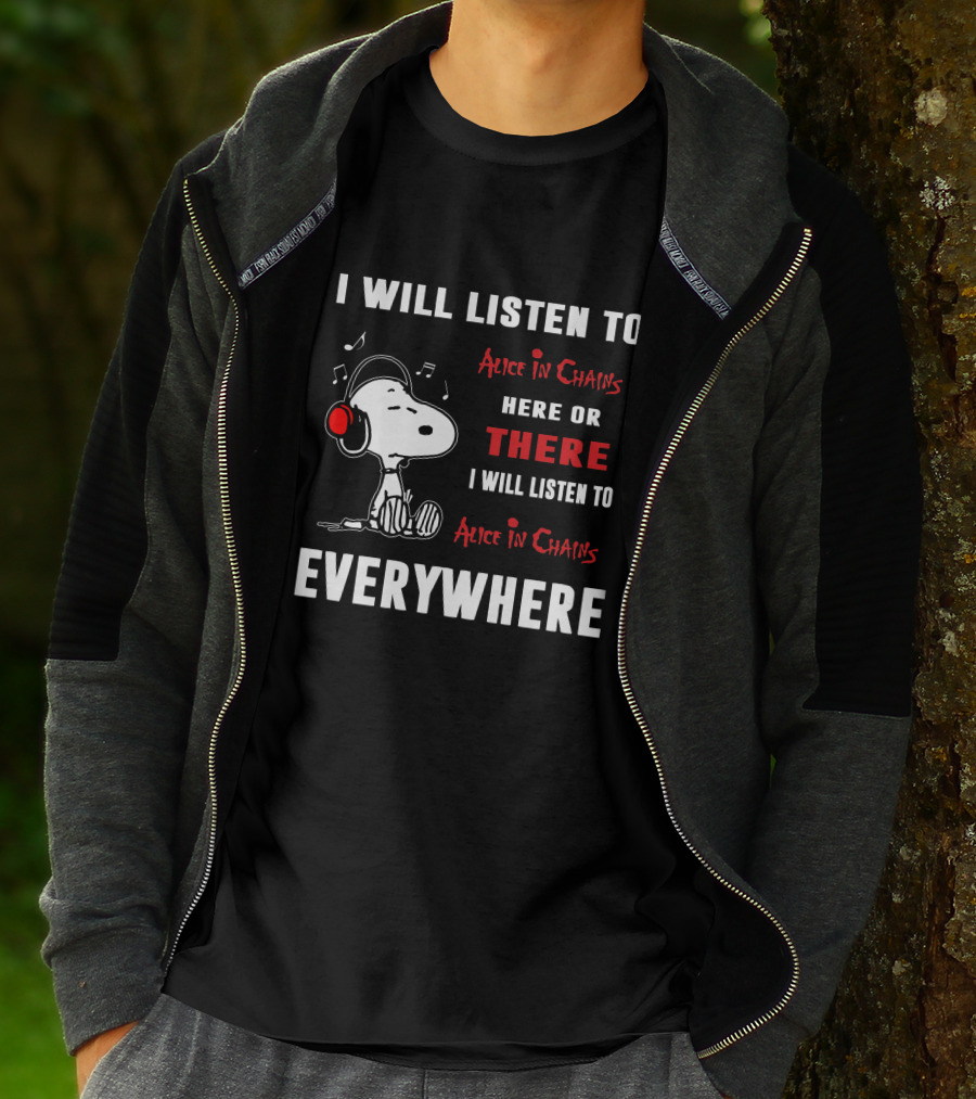 Alice In Chains There Snoopy Headphones T-Shirt
