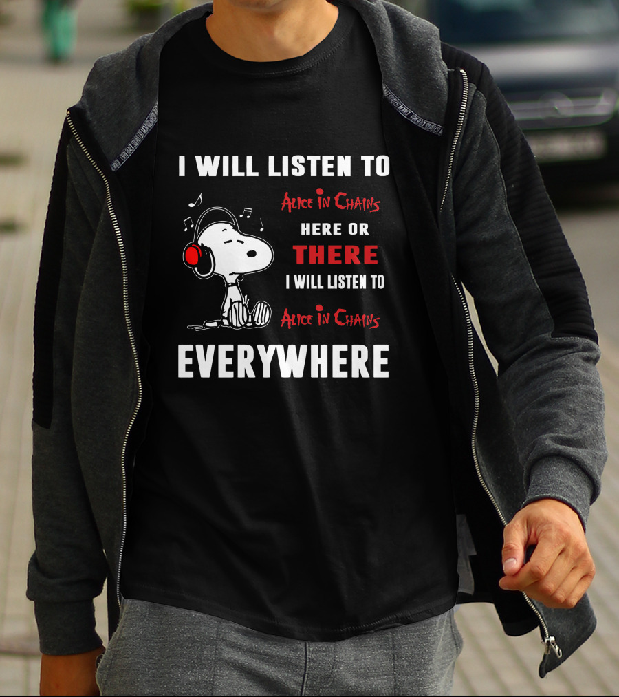 Alice In Chains There Snoopy Headphones T-Shirt