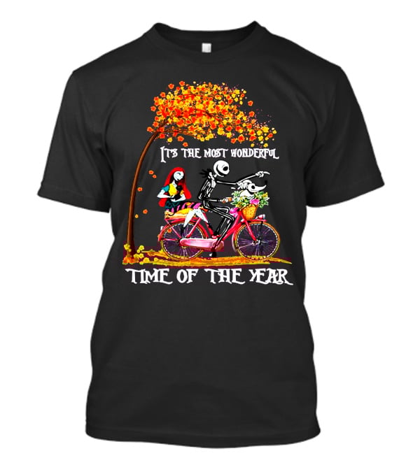 IT'S THE MOST WONDERFUL TIME OF THE YEAR Halloween Characters Riding Bike T-Shirt
