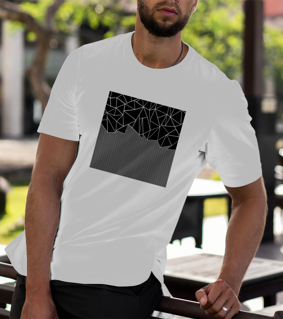 Ab Lines Down Black Geometric Abstract T-Shirt
