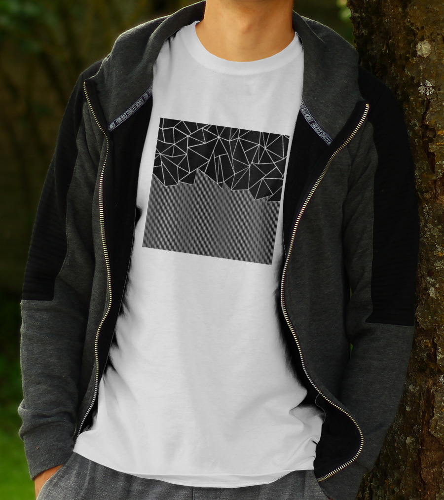 Ab Lines Down Black Geometric Abstract T-Shirt