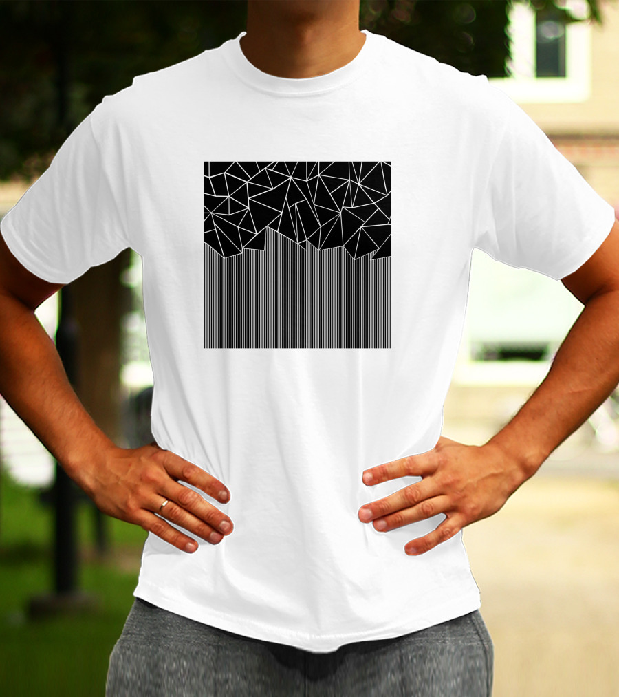 Ab Lines Down Black Geometric Abstract T-Shirt