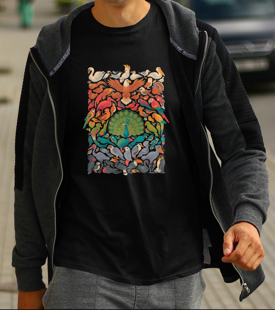 Aerial Spectrum 1716566 Colorful Birds And Peacock Majestic T-Shirt