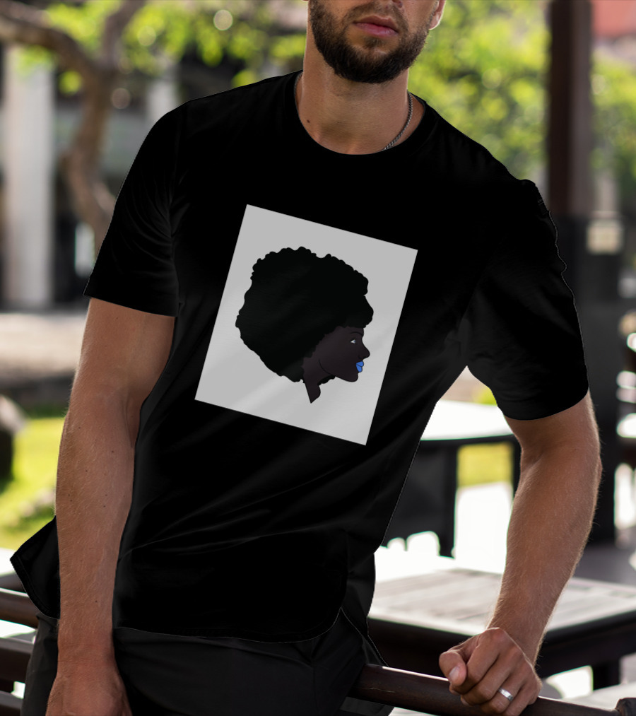 Afro Girl Silhouette With Blue Lips 751942 T-Shirt