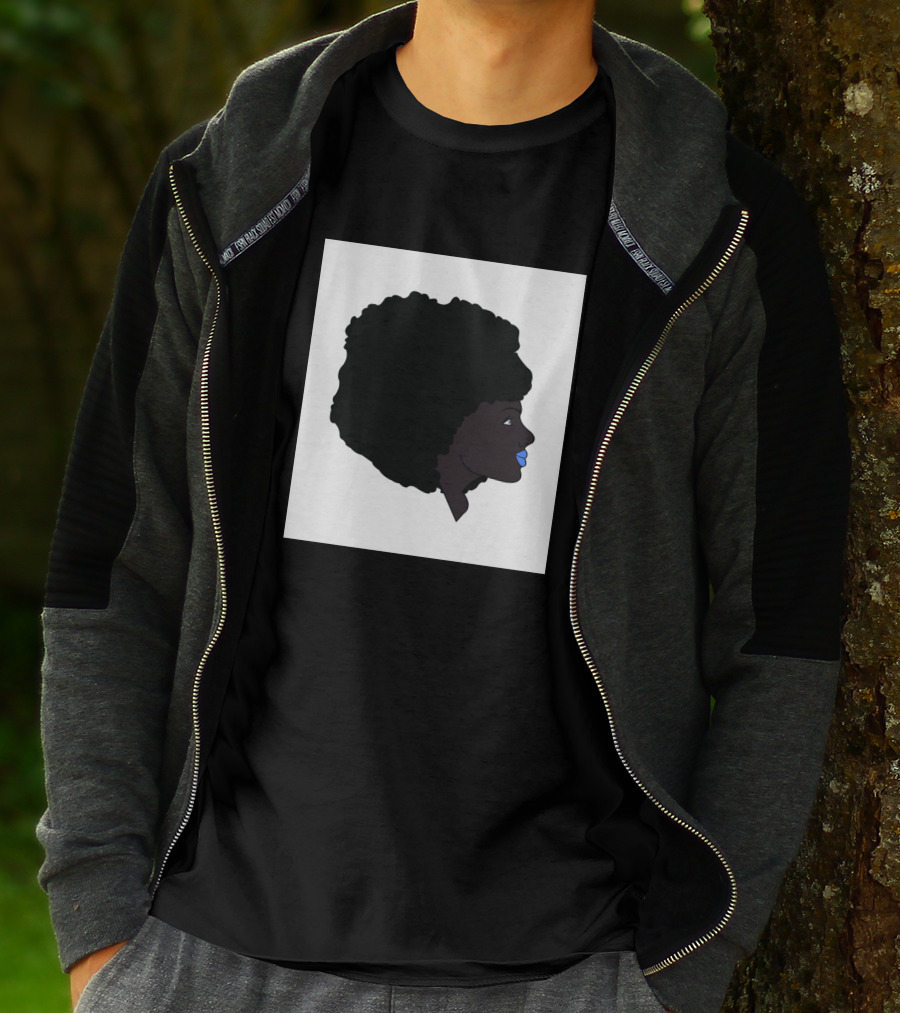 Afro Girl Silhouette With Blue Lips 751942 T-Shirt