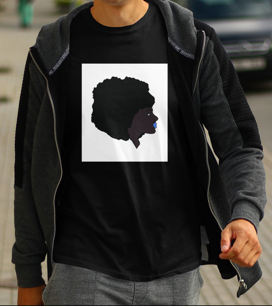 Afro Girl Silhouette With Blue Lips 751942 T-Shirt